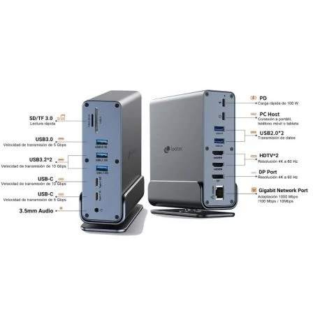 Leotec Docking Station 15 en 1 LEDS06 Gris Leotec Docking Station 15 en 1 LEDS06 Gris